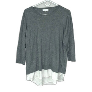 Calvin Klein Gray Scoop Bottom Lightweight Sweater Size XL